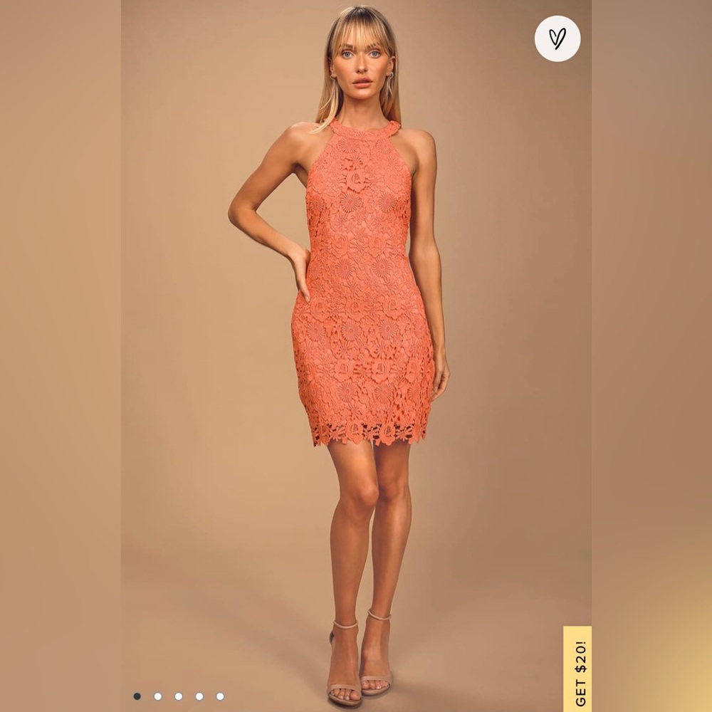 LULUs cocktail dress, worn once, beautiful coral/orange color.